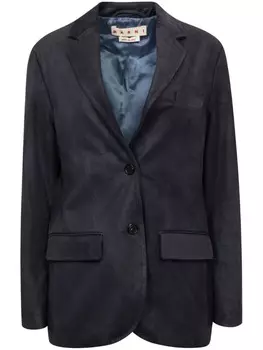 Marni пиджак с нашивкой-логотипом, синий