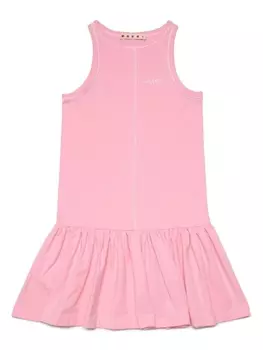 Marni платье из джерси с логотипом, розовый