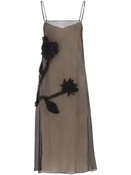 Marni платье из крепона с цветочной аппликацией, черный