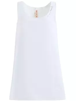 Marni платье мини с вышитым логотипом, белый