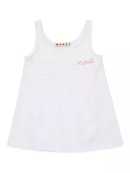 Marni платье с вышитым логотипом, белый