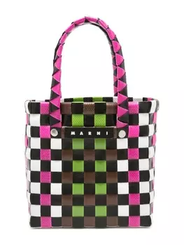 Marni плетеная сумка-корзина Market Criss-Cross размера мини, черный