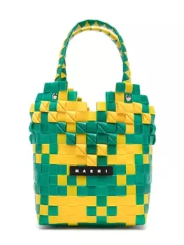 Marni плетеная сумка-тоут Diamond Basket, желтый