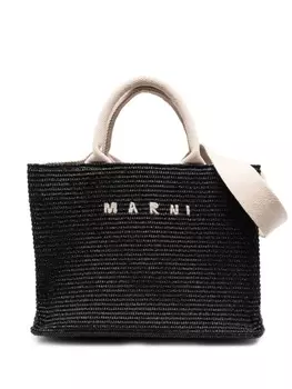 Marni плетеная сумка-тоут с логотипом, черный