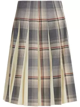 Marni плиссированная юбка миди в клетку, серый