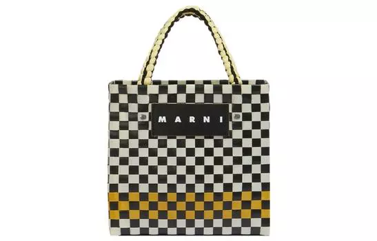 MARNI Полипропиленовая сумка-шоппер, женская сумка-тоут, черно-желтая