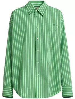 Marni полосатая хлопковая рубашка, зеленый