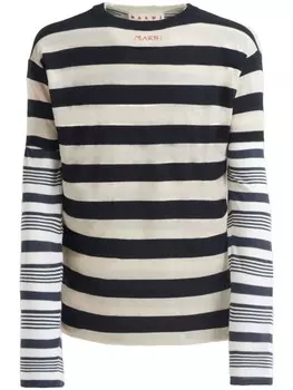 Marni полосатая многослойная толстовка, белый