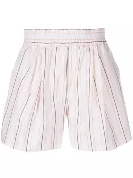 Marni полосатые шорты с вышитым логотипом, нейтральный цвет