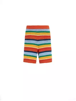 Marni полосатые шорты в технике кроше, оранжевый