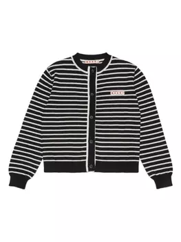 Marni полосатый кардиган с логотипом, черный