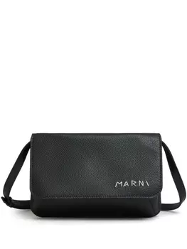 Marni поясная сумка с вышитым логотипом, черный