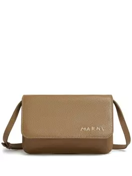 Marni поясная сумка с вышитым логотипом, коричневый