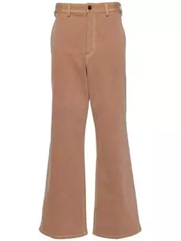 Marni прямые брюки с контрастной строчкой, коричневый