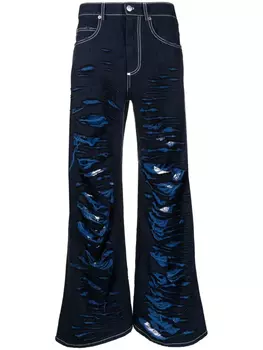 Marni прямые джинсы с эффектом потертости, синий