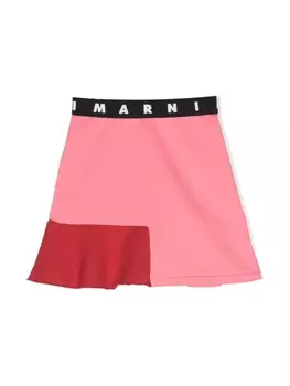 Marni расклешенная юбка с логотипом, розовый