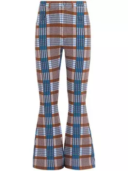 Marni расклешенные брюки в клетку, коричневый