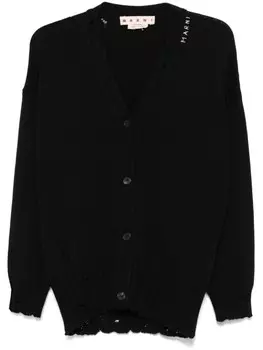 Marni растрепанный хлопковый кардиган, черный