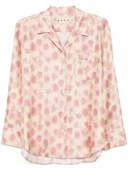 Marni рубашка с анималистичным принтом, розовый