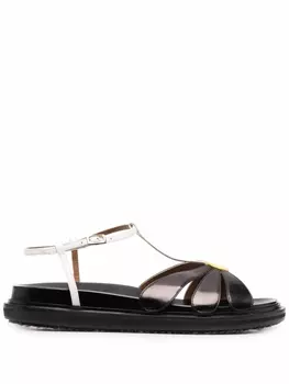 Marni сандалии Fussbett с цветочной аппликацией, черный