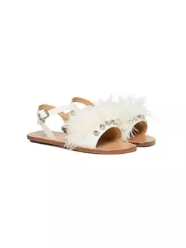 Marni сандалии Marabou с кристаллами, белый
