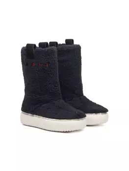 Marni сапоги из шерпы с вышитым логотипом, черный
