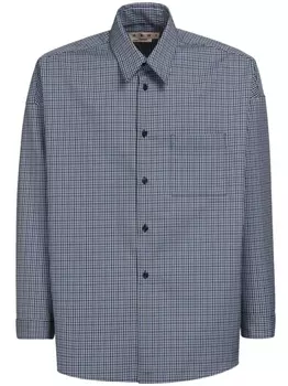Marni шерстяная рубашка в клетку, синий