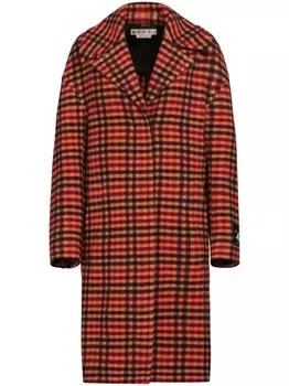 Marni шерстяное пальто в клетку, оранжевый