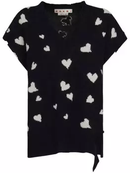 Marni шерстяной жилет Bunch of Hearts, черный