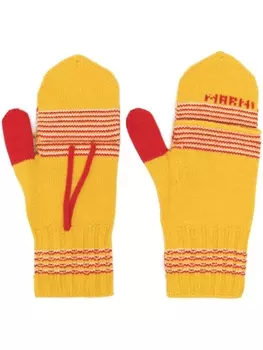 Marni шерстяные варежки в полоску, желтый