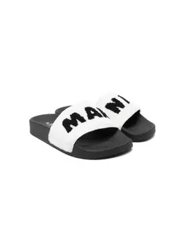 Marni шлепанцы с логотипом, белый