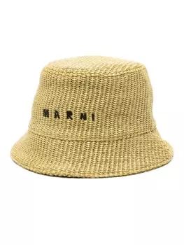 Marni шляпа с вышитым логотипом, зеленый