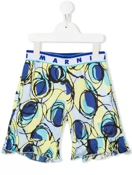 Marni спортивные шорты с абстрактным принтом, синий