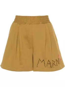 Marni спортивные шорты с вышитым логотипом, желтый