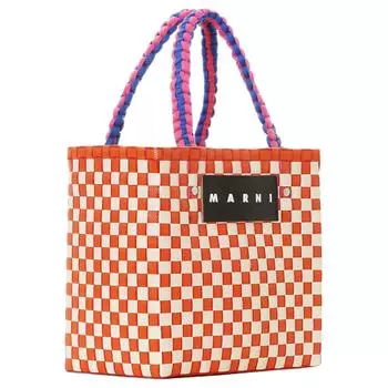 MARNI Сумка-корзина из полипропилена серии Basket Series, сумка-шоппер, сумка для покупок, женская сумка Trumpets, светло-оранжевая