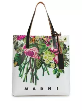 Marni сумка-тоут с цветочным принтом, белый