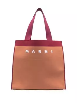 Marni сумка-тоут с логотипом, оранжевый