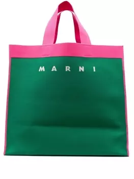 Marni сумка-тоут с логотипом, зеленый