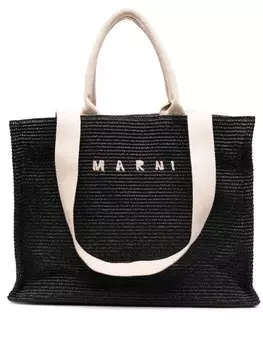 Marni сумка-тоут с вышитым логотипом, черный