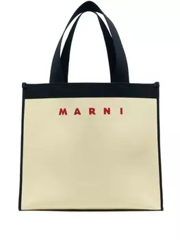Marni сумка-тоут с жаккардовым логотипом, желтый