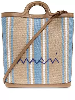 Marni сумка-тоут в полоску, коричневый