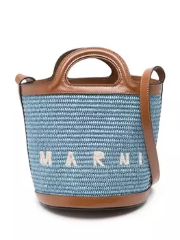 Marni сумка-ведро с вышитым логотипом, синий