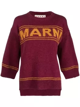 Marni свитер из вирджинской шерсти с логотипом, красный