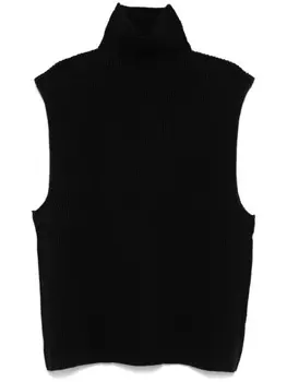 Marni топ в рубчик из вирджинской шерсти, черный