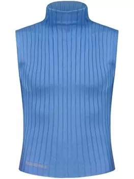 Marni топ в рубчик с высоким воротником, синий