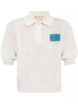 Marni трикотажный топ с вышитым логотипом, белый