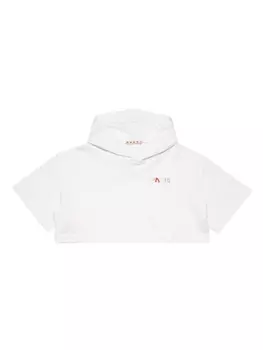 Marni укороченное худи с логотипом, белый
