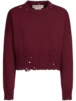 Marni укороченный джемпер с эффектом потертости, красный