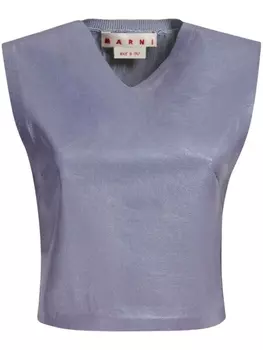 Marni укороченный кожаный топ, серый