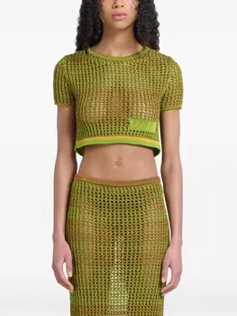 Marni укороченный топ в технике кроше, зеленый
